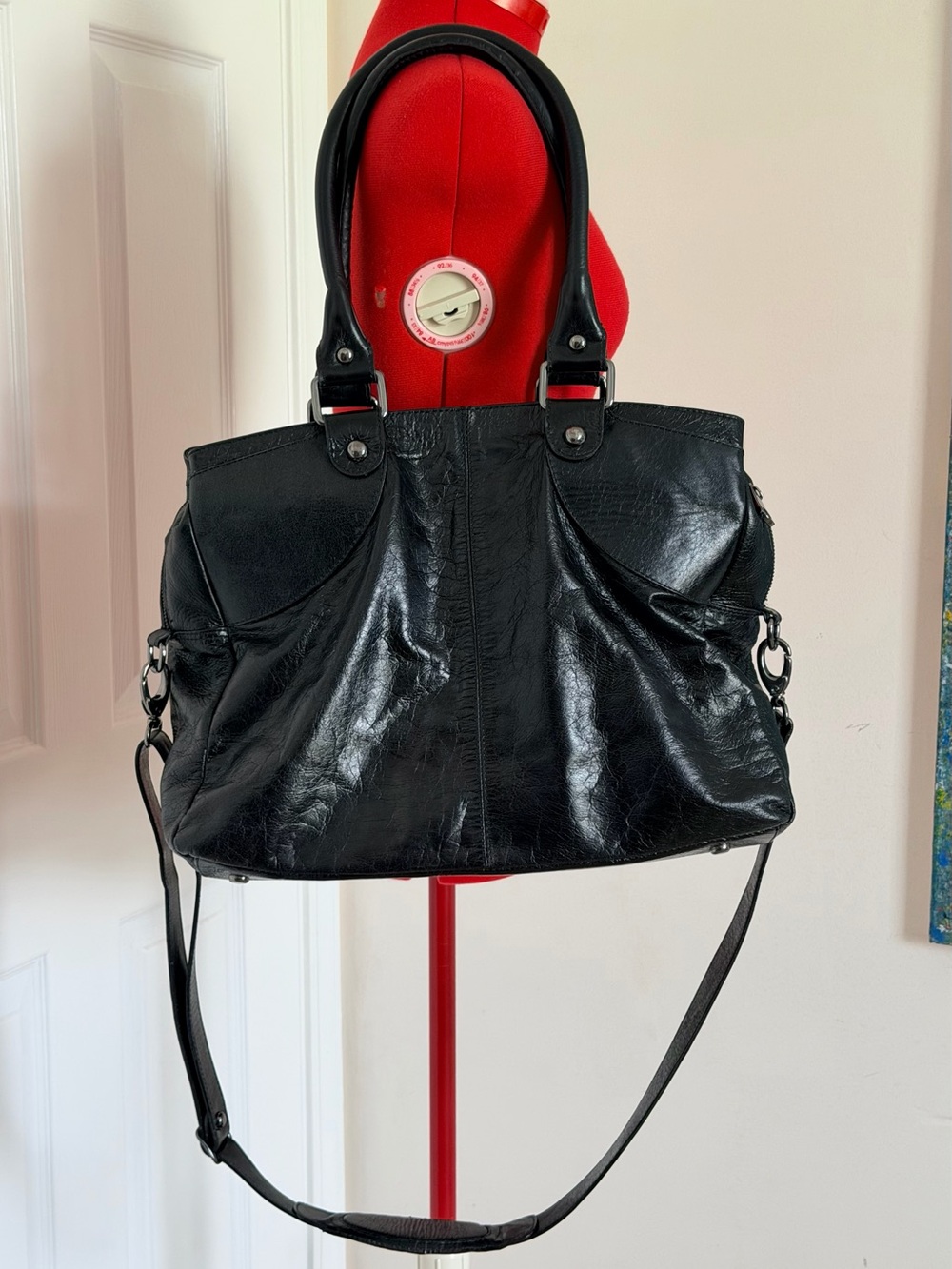 NWOT J’Tote Genuine Patent Leather Laptop Bag Briefcase Tote Black Unisex Large - Picture 3 of 16